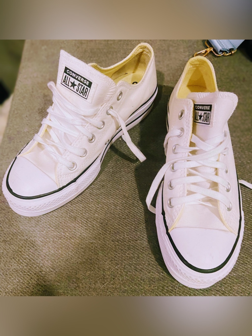 Converse White Low Top Canvas Sneakers with Black Trim